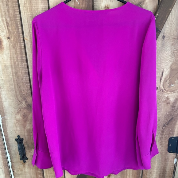 Cynthia Steffe Magenta Blouse Large Fuchsia Career Top Bright Pink Vibrant - Picture 2 of 4